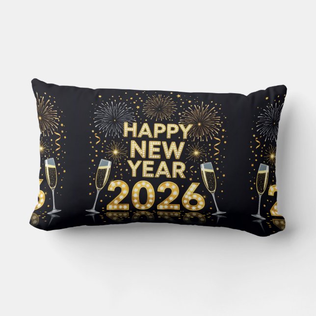 Coussin Rectangle Elegant Silver New Year Throw Pillow (Verso)