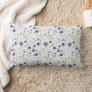 Coussin Rectangle Elégant teint d'eau violet motif floral