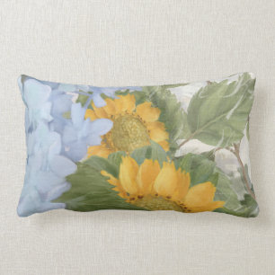 Coussin Rectangle Élégant tournesol floral peint Hydrangea bleue