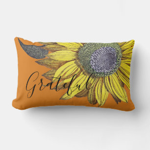 Coussin Rectangle Élégant Vintage Grateful Tournesol Solide Orange