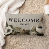 Coussin Rectangle Elégant "Welcome Home" Salutation avec art botaniq (Couverture)