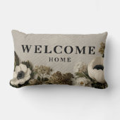 Coussin Rectangle Elégant "Welcome Home" Salutation avec art botaniq (Recto)