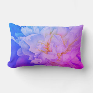 Coussin Rectangle Elégante aquarelle rose bleu peony floral