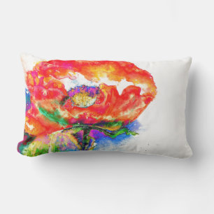 Coussin Rectangle Elégante aquarelle rouge florale