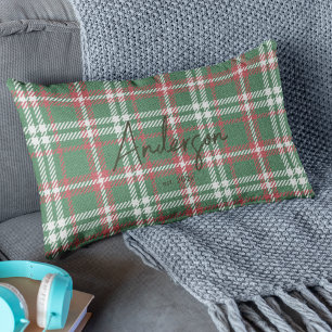 Coussin Rectangle Élégante couleur rouge et vert de vacances Plaid