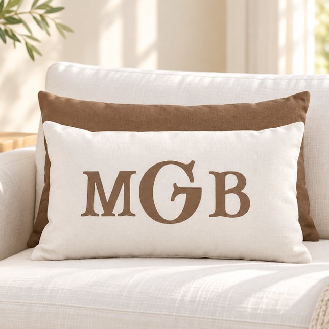 Coussin Rectangle Élégante couverture blanche avec monogramme person (Créateur téléchargé)