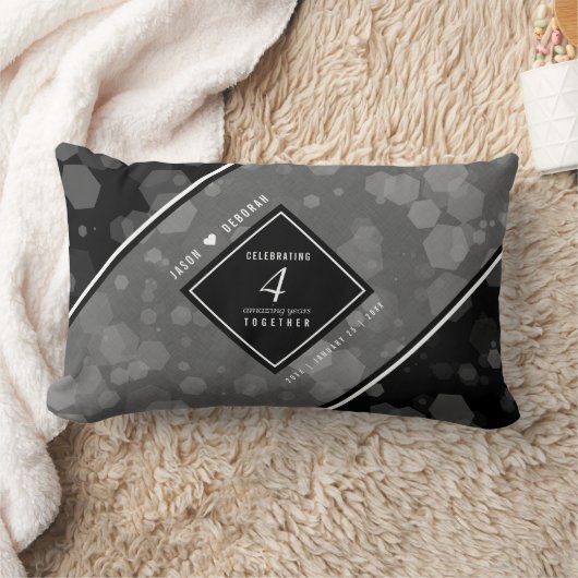 Coussin Rectangle Élégante fête du 4e anniversaire du Mariage de lin (Couverture)