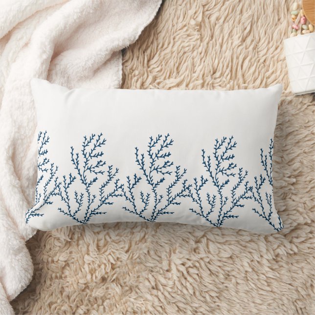 Coussin Rectangle Elégante Motif d'algues bleu Turquoise - Thème Océ (Couverture)