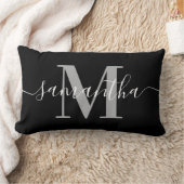 Coussin Rectangle Élégante Signature Grise Moderne Monogramme Noir (Couverture)
