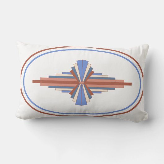 Coussin Rectangle Éléments Art déco en or rose & bleu (Verso)