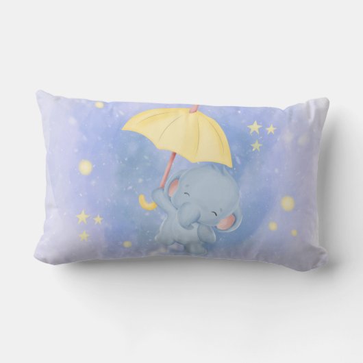Coussin Rectangle Éléphant Avec Parapluie Jaune (Verso)