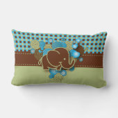 Coussin Rectangle Éléphant bleu, vert et Brown de bébé de plaid (Verso)