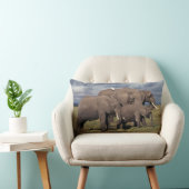 Coussin Rectangle Éléphant d'Afrique bébé avec famille (Chaise)