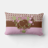 Coussin Rectangle Eléphant de bébé rose et Brown À damiers (Verso)