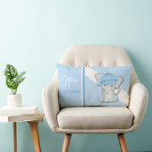 Coussin Rectangle Éléphant de dessin animé mignon sur fond bleu (Chaise)