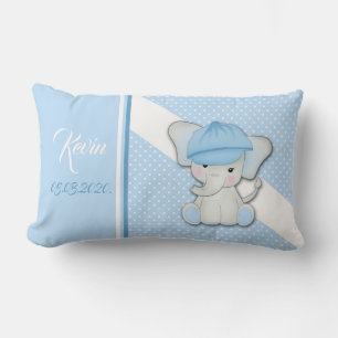 Coussin Rectangle Éléphant de dessin animé mignon sur fond bleu