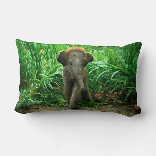 Coussin Rectangle Éléphant et herbe (Verso)