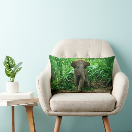 Coussin Rectangle Éléphant et herbe (Chaise)