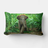 Coussin Rectangle Éléphant et herbe (Recto)