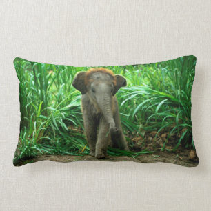 Coussin Rectangle Éléphant et herbe