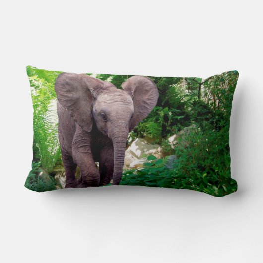 Coussin Rectangle Éléphant et jungle (Verso)