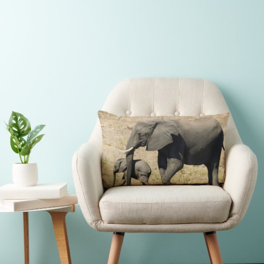 Coussin Rectangle Éléphant et mère de bébé (Chaise)