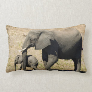 Coussin Rectangle Éléphant et mère de bébé