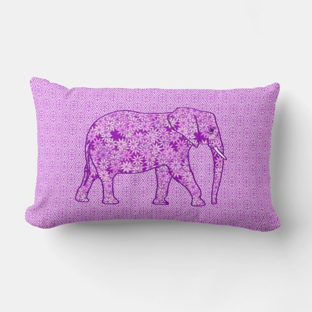 Coussin Rectangle Éléphant fleur - pourpre améthyste (Recto)