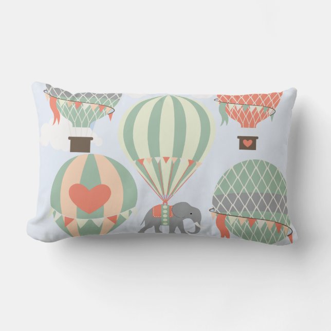 Coussin Rectangle Éléphant mignon montant l'augmentation chaude de (Recto)