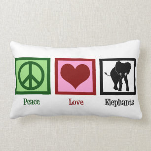 Coussin Rectangle Éléphants d'amour de paix
