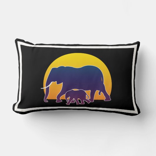 Coussin Rectangle Éléphants du coucher de soleil (Recto)