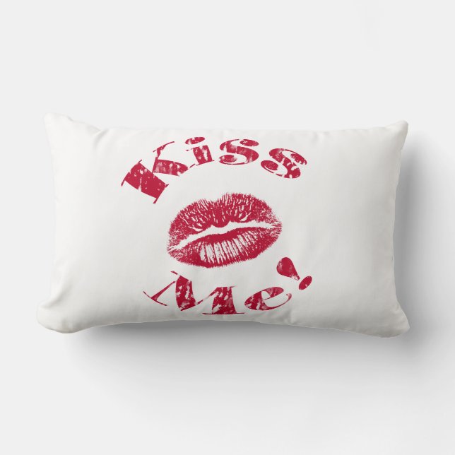 Coussin Rectangle Embrasse-moi ! Lèvres rouges (Recto)