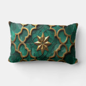 Coussin Rectangle Emerald Green Moorish Geometric Art Pillow (Verso)