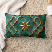 Coussin Rectangle Emerald Green Moorish Geometric Art Pillow (Couverture)