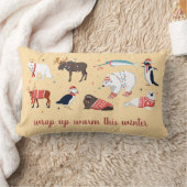 Coussin Rectangle Emmitouflez les Animaux d'Hiver Folk Art Noël (Couverture)