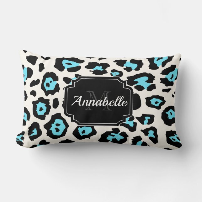 Coussin Rectangle Empreinte de léopard blanc (Recto)