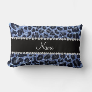 Coussin Rectangle Empreinte de léopard de parties scintillant bleu c