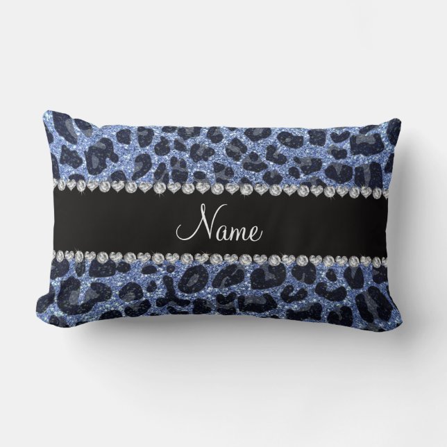 Coussin Rectangle Empreinte de léopard de parties scintillant bleu c (Recto)