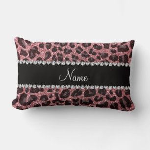 Coussin Rectangle Empreinte de léopard d'parties scintillant rose cl