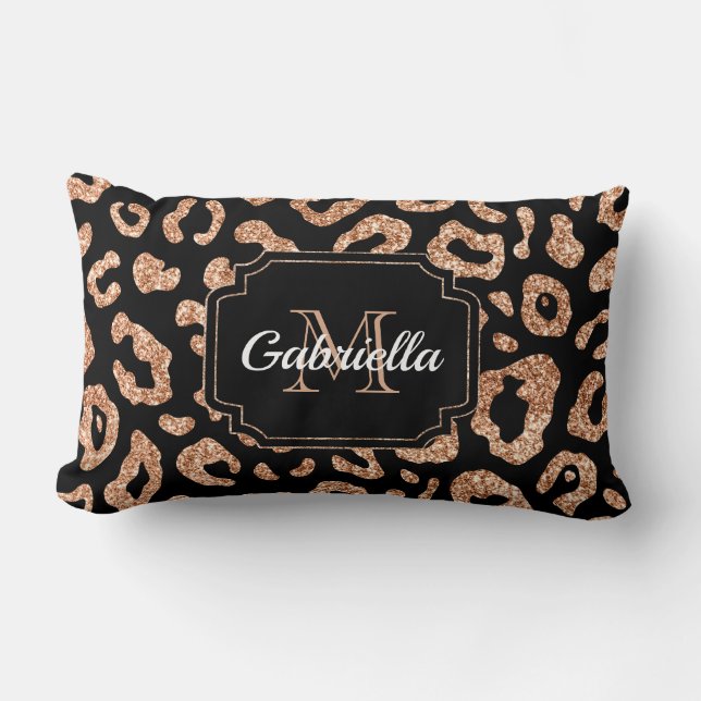 Coussin Rectangle Empreinte de léopard parties scintillant (Recto)