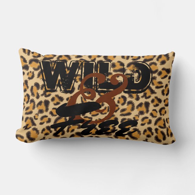 Coussin Rectangle Empreinte de léopard sauvage et libre (Recto)