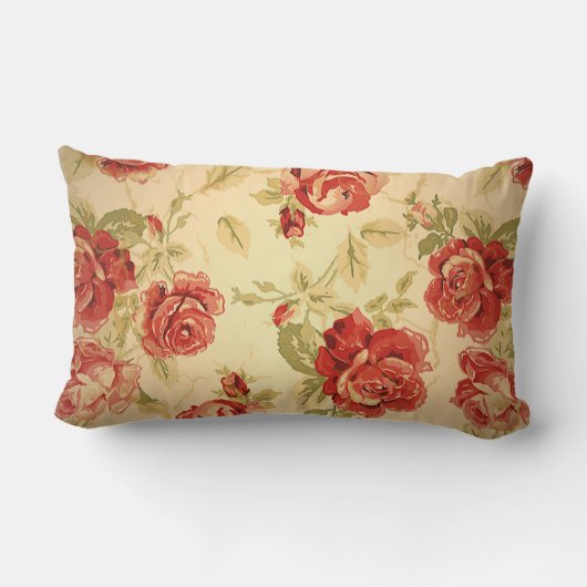 Coussin Rectangle Empreinte rose rouge antique (Verso)