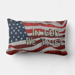 Coussin Rectangle En Dieu, nous faisons confiance à Rustic Barque Am