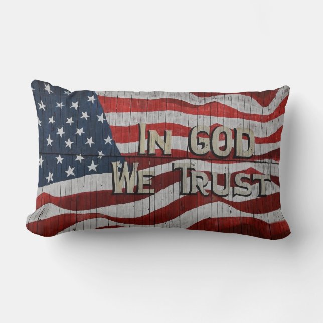 Coussin Rectangle En Dieu, nous faisons confiance à Rustic Barque Am (Recto)