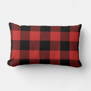 Coussin Rectangle En vichy noir et rouge À damiers