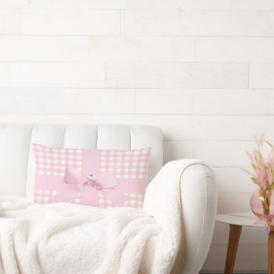 Coussin Rectangle En vichy rose