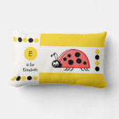 Coussin Rectangle Enfants coccinelle jaune et blanche monogramme (Recto)