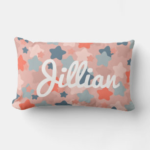 Coussin Rectangle Enfants modernes Cute Blush et Blue Star