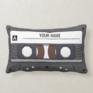 Coussin Rectangle Enregistreur à cassettes (personnalisez le nom)