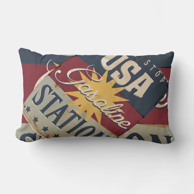Coussin Rectangle Enseigne essence vintage (Recto)